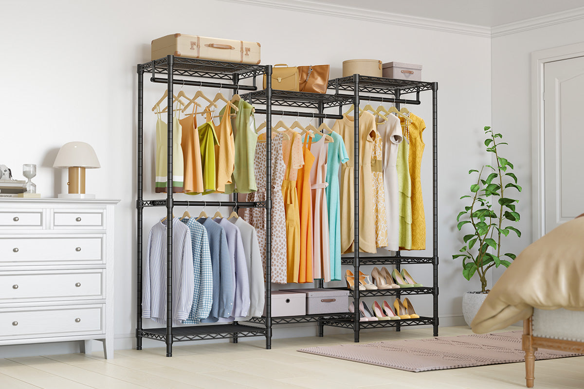 Here comes Our Versatile Garment Rack: The Ultimate Solution for Your Organization and Storage Needs!