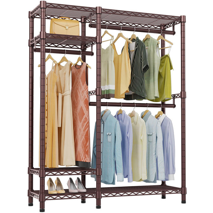 VIPEK V2S Garment Rack Heavy Duty Commercial Grade Clothes Rack, 4 Tiers Adjustable Wire Shelving Clothing Racks with 3 Hanging Rods, Freestanding