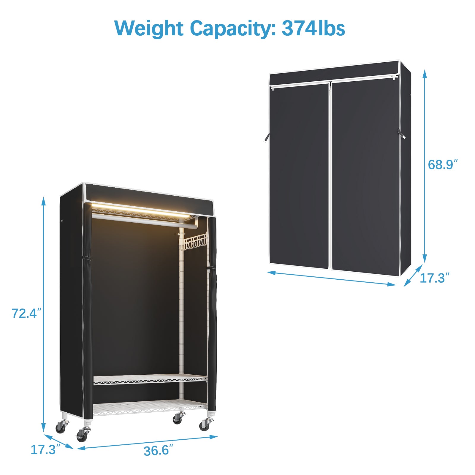 VIPEK R1L Garment Rack with Cover